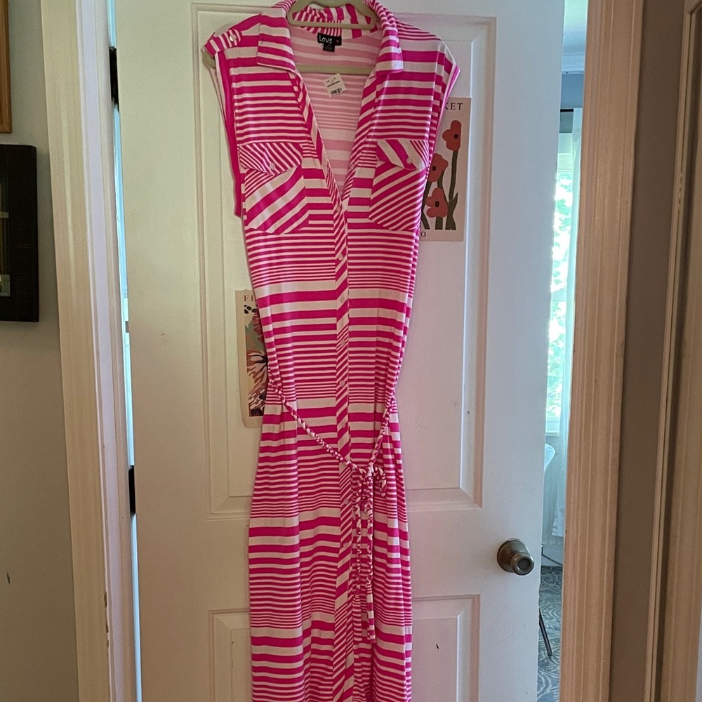 Love Vibrant Pink and White Maxi Dress